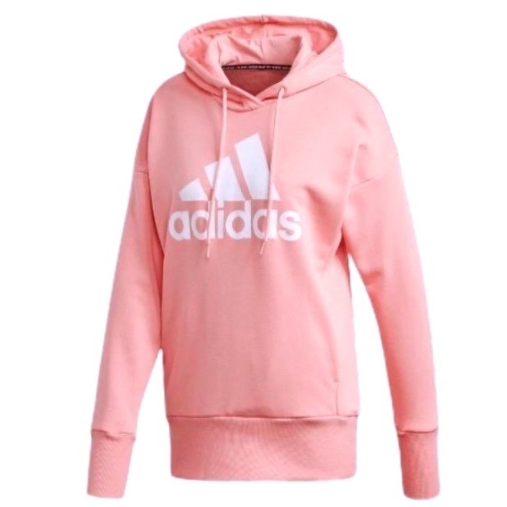 NEW Adidas Hoodie Oversized Medium Pink Badge of Sport Pullover Sweatshirt
